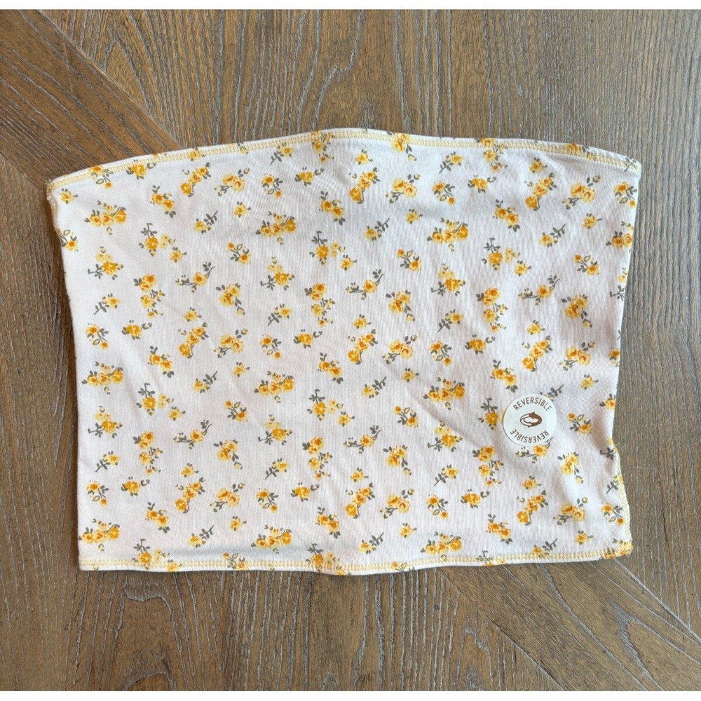 Hollister Reversible Tube Top Floral Ditsy‎ Yellow White Strapless Crop M NWOT